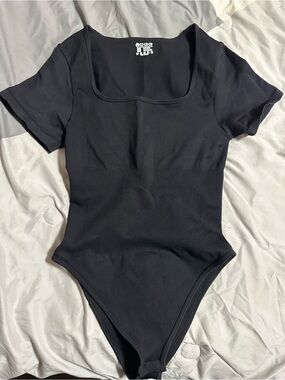 Black Square-Neck Kids One-Piece Bodysuit